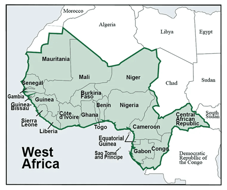 Carte mettant en évidence la couverture de Lalikan en Afrique de l’Ouest et centrale